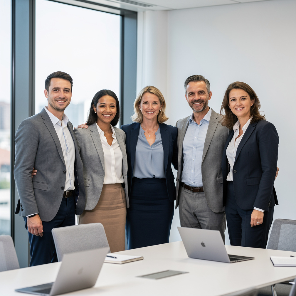 Diverse group of Belgian business professionals in a meeting room